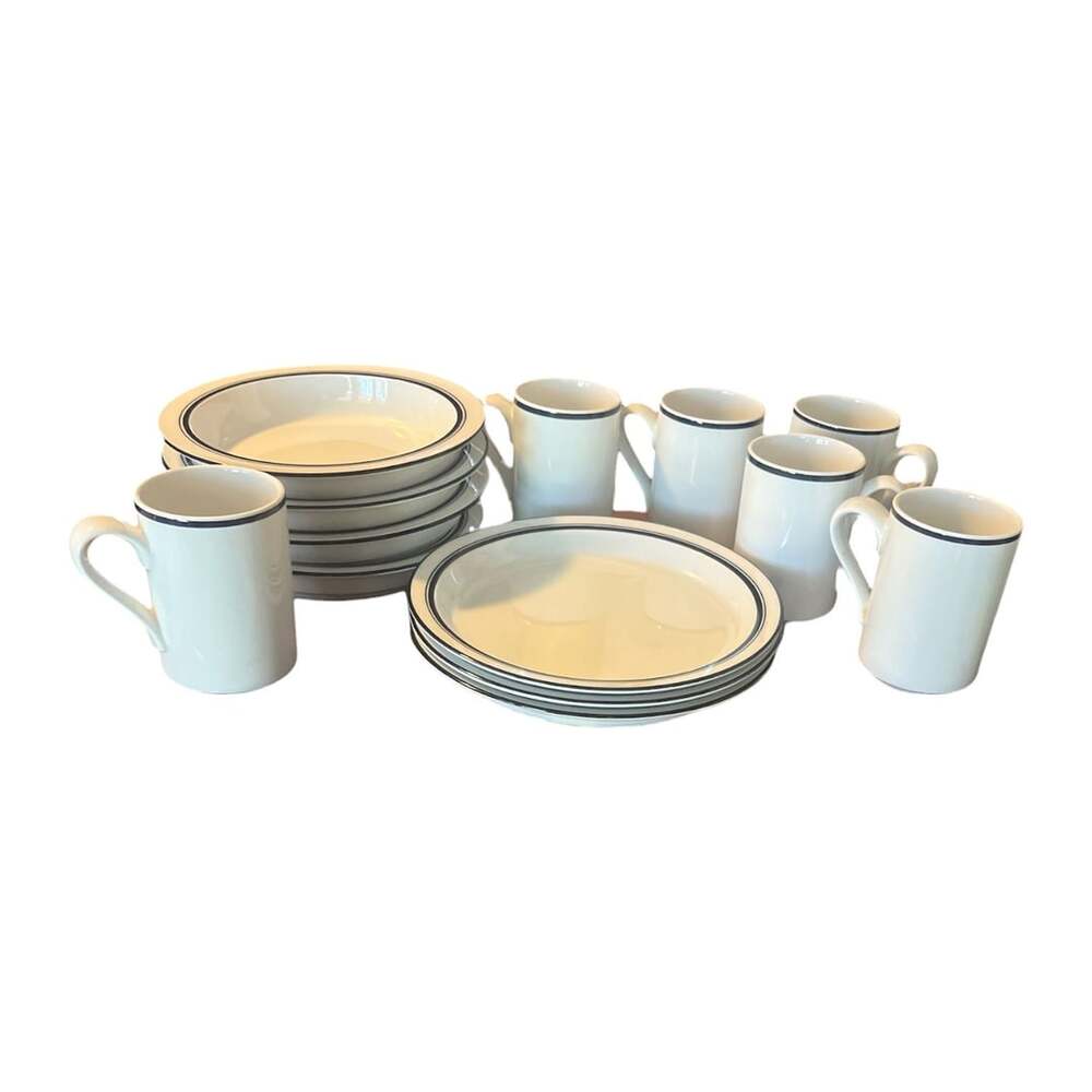 Dansk Bistro Christianshavn Blue Dinnerware Set Mugs and Plates